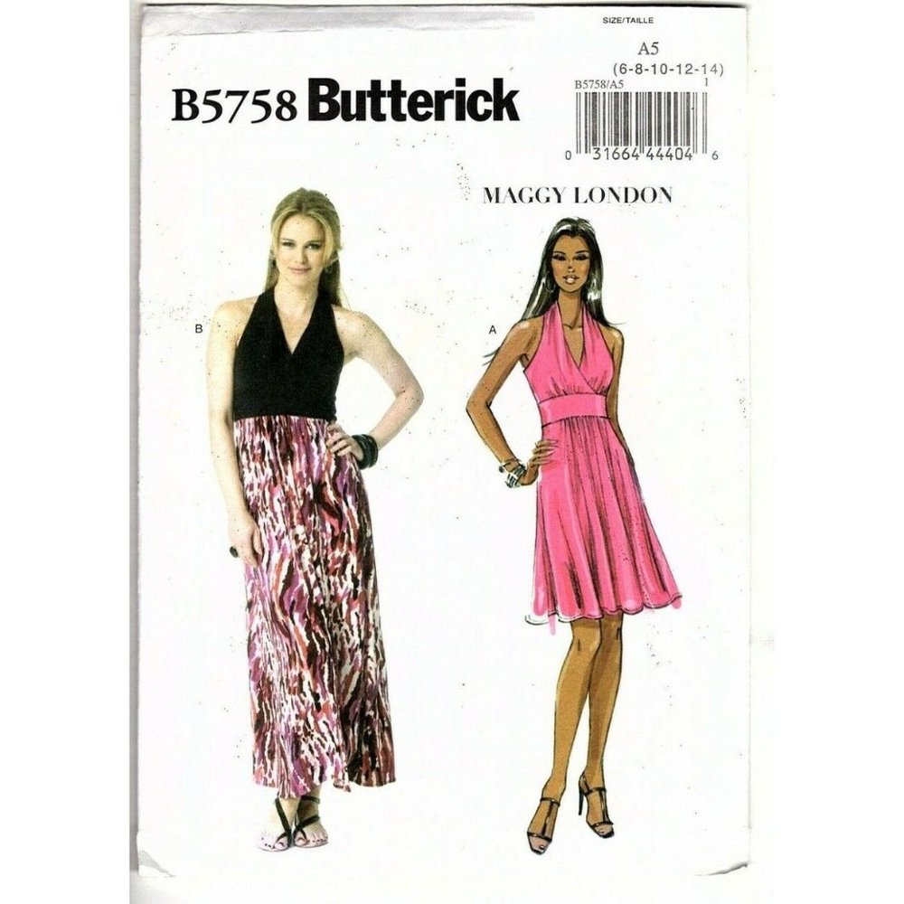 Butterick B5758 Misses 6 to 14 Maggy London Crossover Dress UNCUT Sewing Pattern